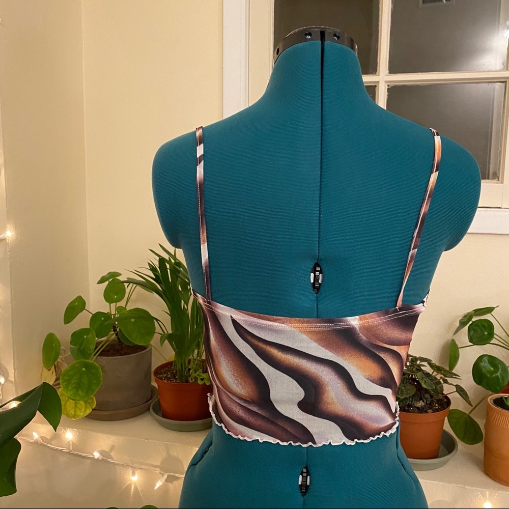Funky abstract pattern sheer bustier top - Picture 3 of 3